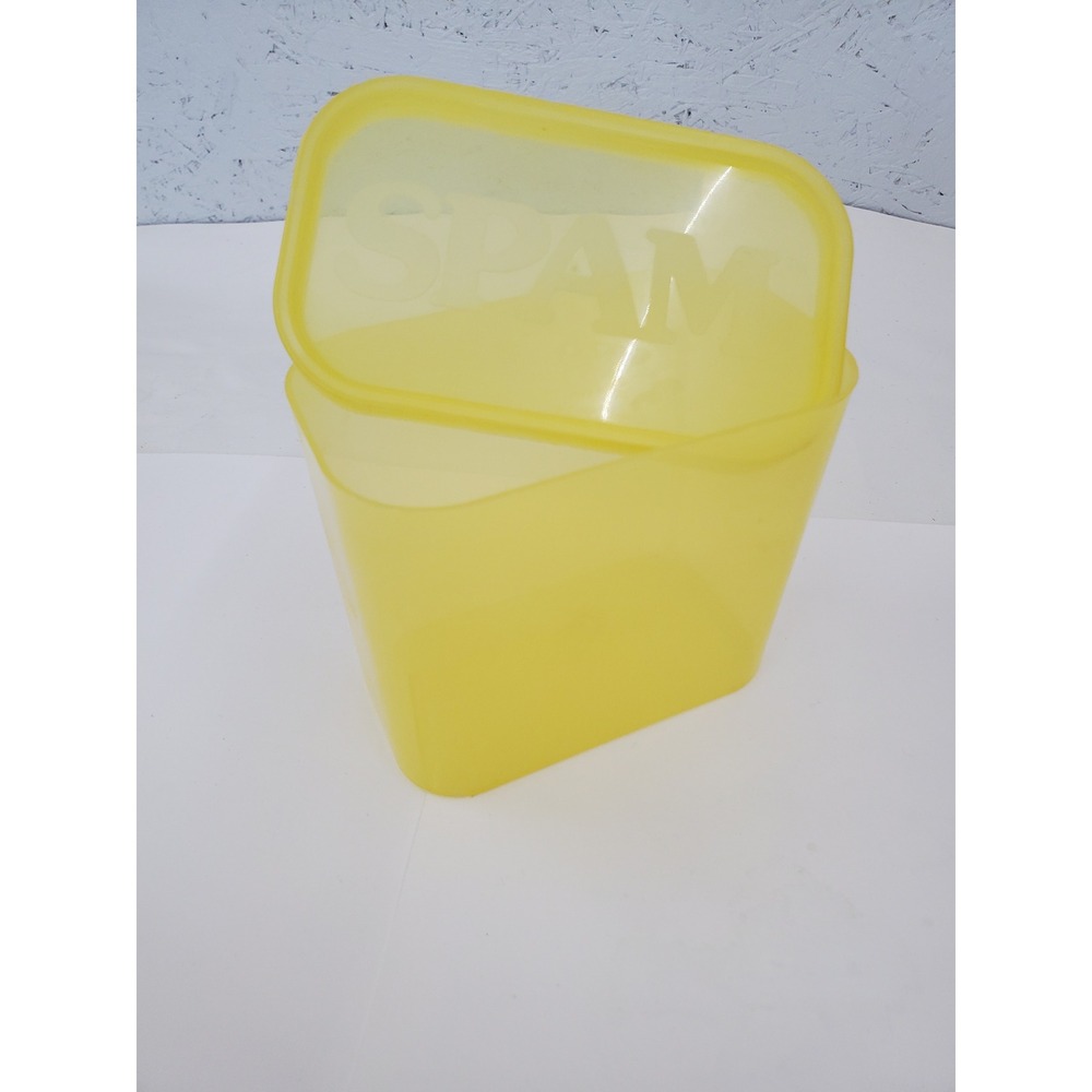 SPAM Brand Yellow Plastic Reusable Food Storage Container with Lid Made in USA - Picture 1 of 14
